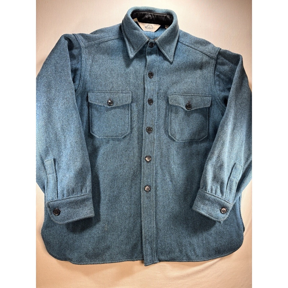 Vintage 70's/80's Woolrich Wool CPO Shacket Shirt Jacket Men's XL Blue‎ USA Made